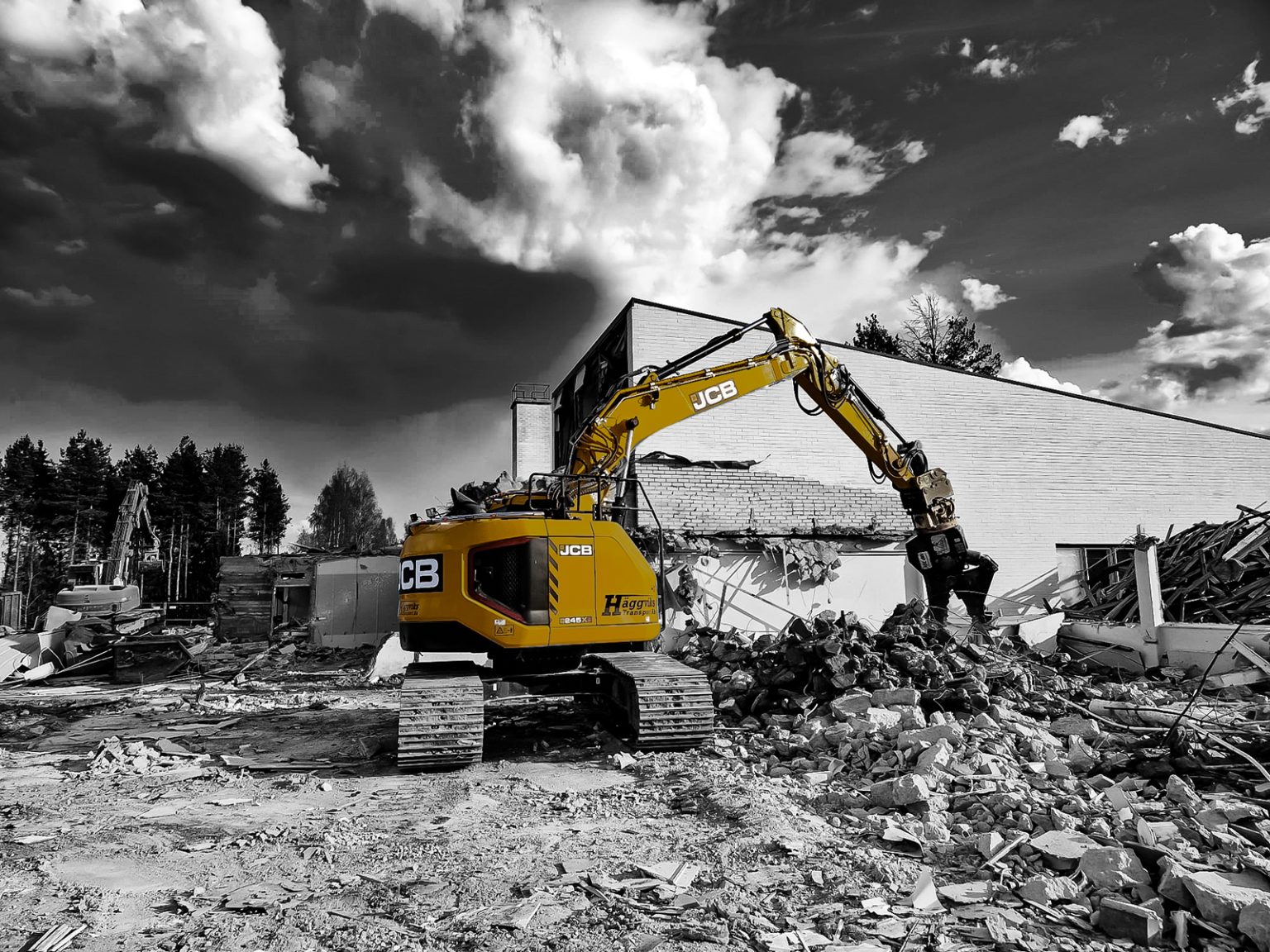 Sidhuvud JCB 245 purku purku rivning demolition transport, rivning, cirkulär ekonomi, hållbar, miljö, framtiden kuljetus, purkaminen, kiertotalous, kestävyys, ympäristö, tulevaisuus, österbotten, pohjanman